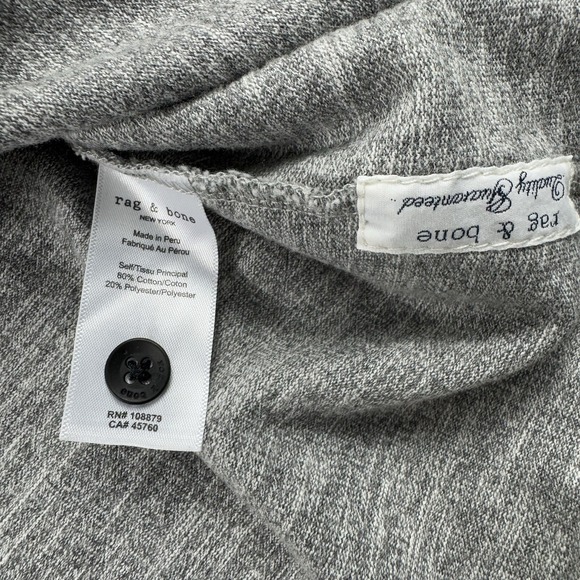 Rag & Bone Gray Cotton Blend Metal Button S/S Mens Polo Shirt Size Large - Picture 5 of 6